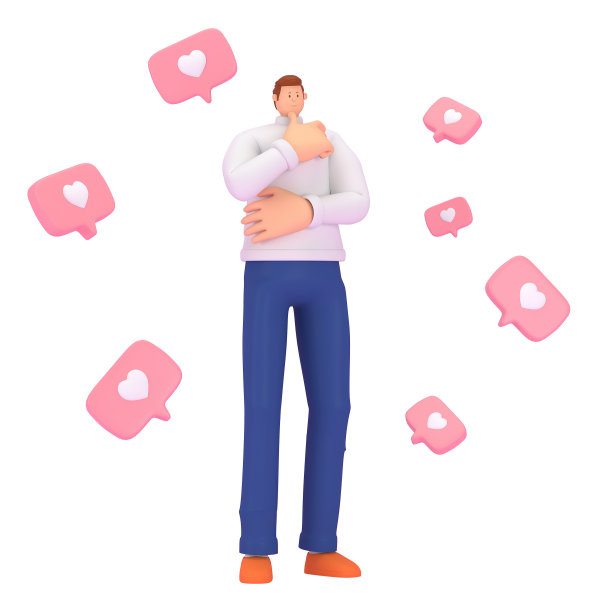 三维人物在情人节的节日。三维渲染图形资源。图片下载