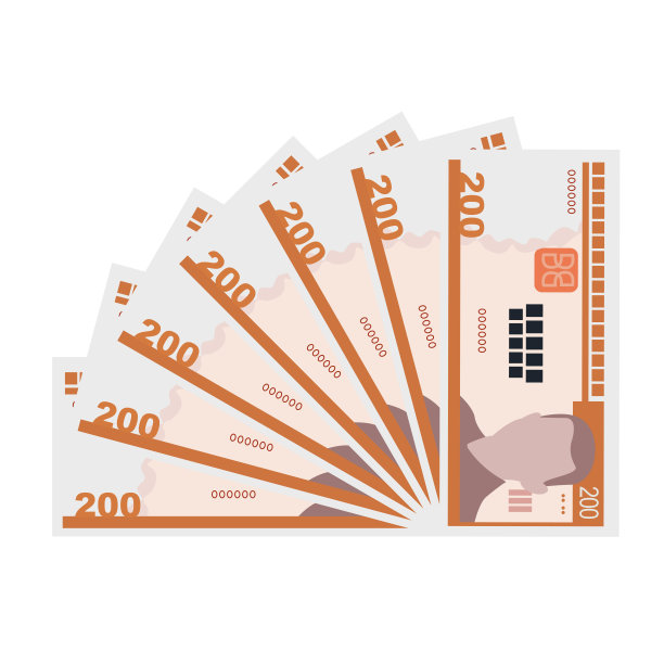 古巴比索矢量插图。古巴货币套装捆绑钞票。纸币200杯。平的风格。孤立在白色背景上。简单的最小设计。图片下载