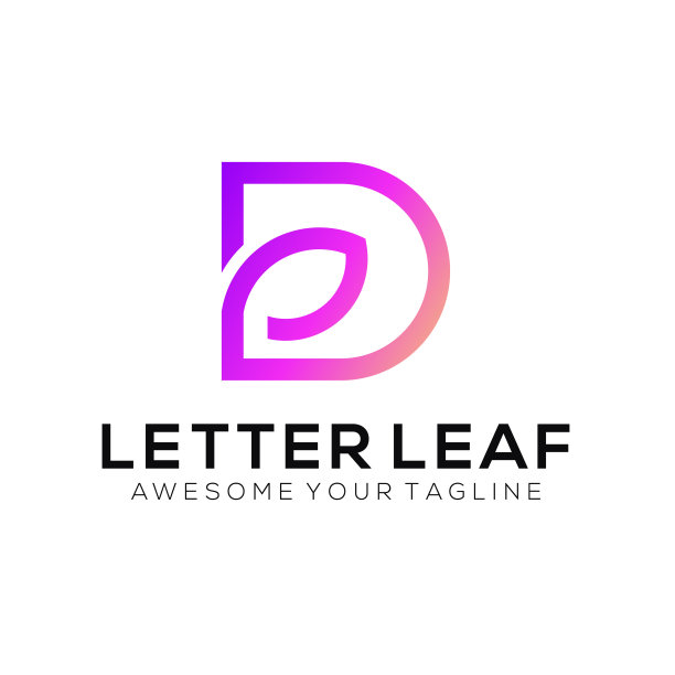 令人敬畏的字母D叶子高级设计矢量模板图片下载