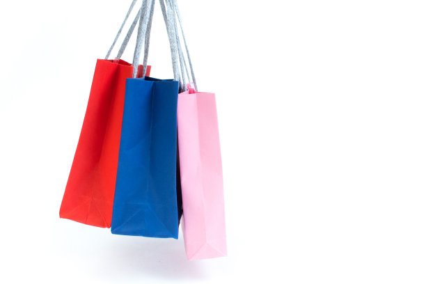 白色背景把手的纸质购物袋。用于设计的模型。黑色星期五图片下载