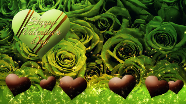 情人节，玫瑰背景上漂浮的巧克力心形图案图片下载
