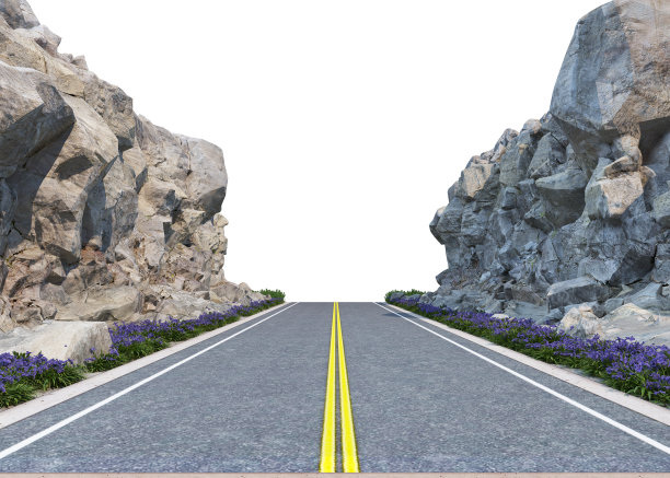 三维街道渲染在白色背景图片下载