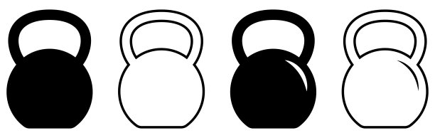 壶铃图标集。矢量图图片下载