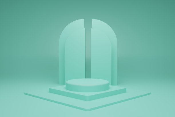 抽象的几何形状背景。讲台上极简主义的模拟场景。3 d渲染。图片下载