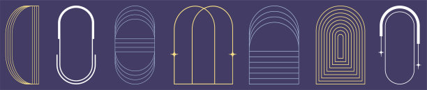 单线几何元素的集合。极简抽象的细线条。用于社交媒体帖子和故事。放荡不羁的美感。图片下载