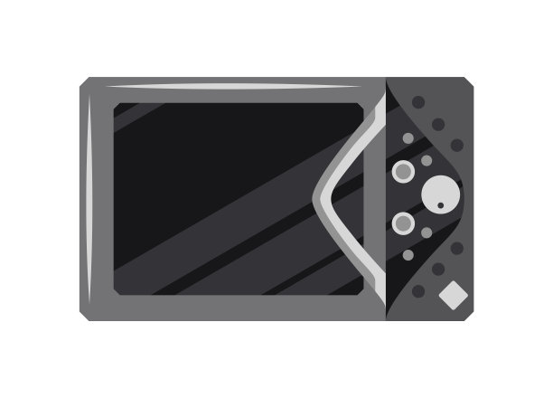 微波炉图标。厨房电器的正面视图。时尚厨具。烹饪设备，电气技术隔离在白色背景上图片下载