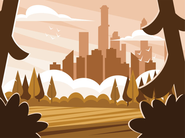 秋城矢量图片下载