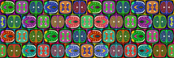 彩色非洲图案拼接，平面设计，几何形状，高清图像(HD格式)，轻微纹理壁纸，插图图片下载