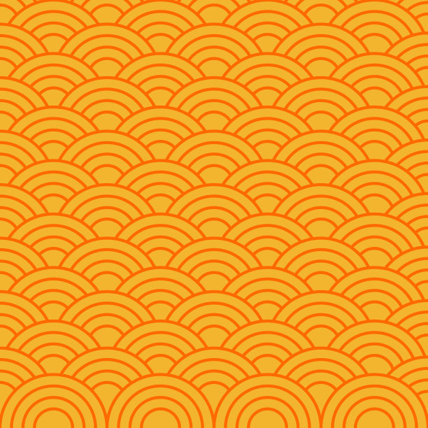 橙色日本波浪图案背景。图片下载