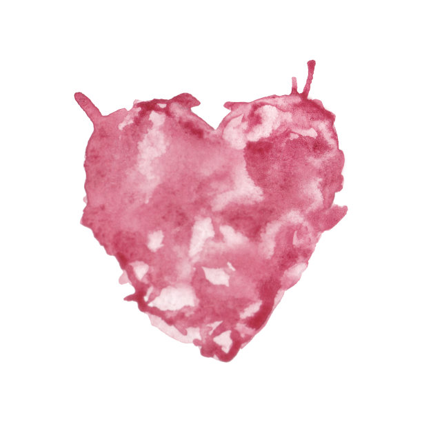 水彩手绘红色心形背景与纹理飞溅。。插图的婚礼卡片，情人节，母亲节。图片下载