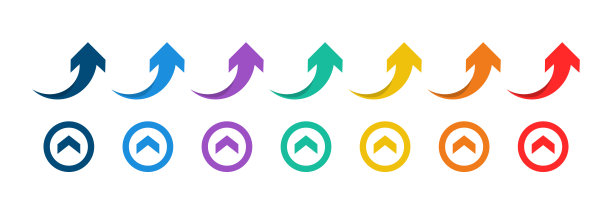 箭头设置图标。彩色箭头符号。彩色箭头的集合。箭头孤立矢量图形说明。图片下载
