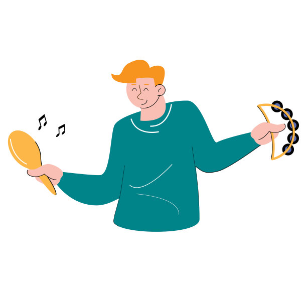 人物人物听音乐跳舞矢量插图图片下载