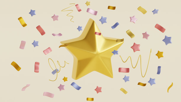 金色背景上现代风格的金星。孤立的对象。庆祝获胜。明星偶像。逼真的3d设计。奖的背景。社交媒体3d概念。3 d演示。图片下载