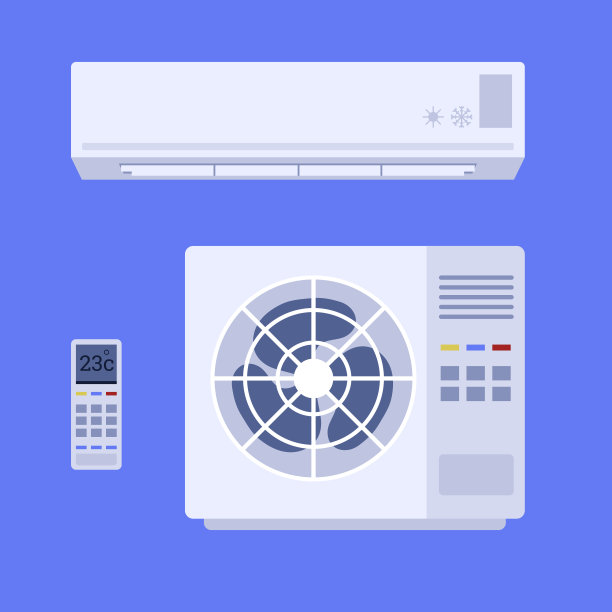 空调分体式系统与空调平面矢量说明隔离。图片下载