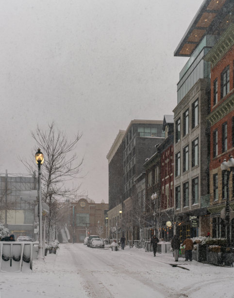 汉密尔顿，安大略-白雪覆盖的街道的国王威廉姆斯街图片下载