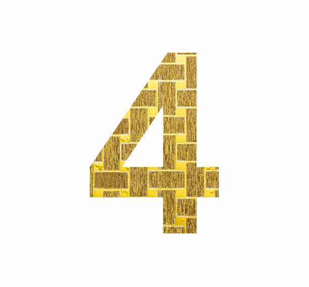 数字4 -数字4在纹理银色光泽纸图片下载