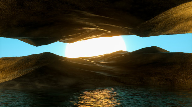 山和水未来主义日落景观抽象最小的背景图片下载