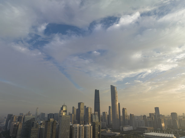 中国广州全景天际线航拍照片图片下载