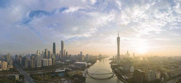 中国广州全景天际线航拍照片图片下载