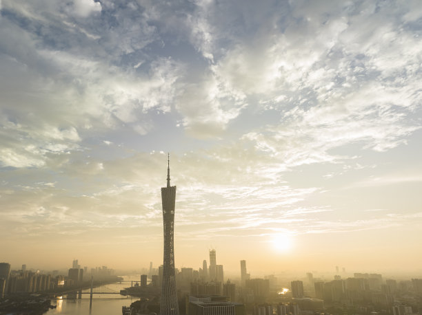 中国广州全景天际线航拍照片图片下载