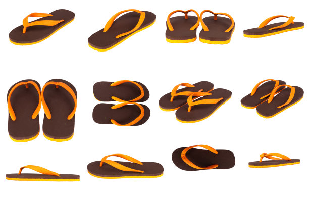 凉鞋人字拖颜色棕色橙色孤立在白色背景图片下载