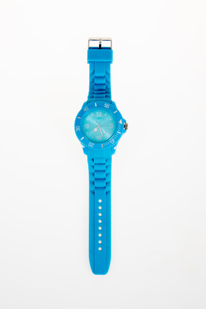手表艺术设计塑料时尚金属蓝色男人时钟计时计时优雅的白色背景图片下载