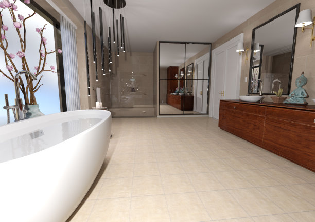 3D渲染豪华浴室图片下载