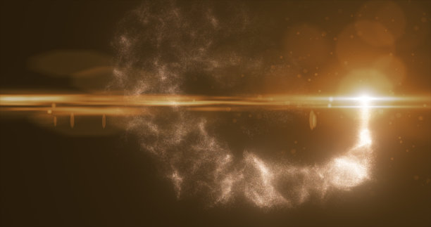 黄色发光能量魔法粒子彗星沿路径线飞行未来高科技背景图片下载