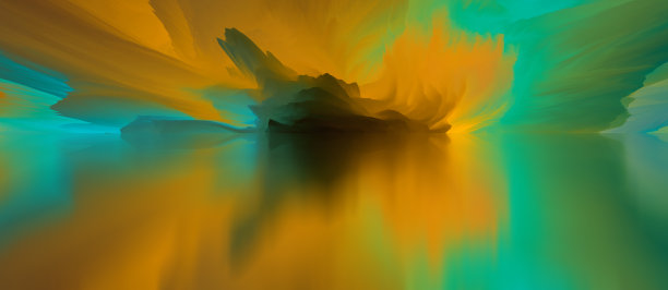 超现实的湖泊景观。魔幻抽象世界。三维演示图片下载