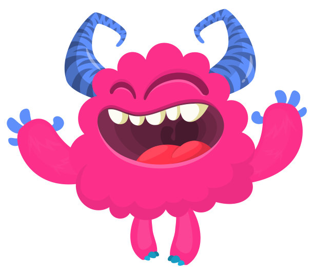 有趣的卡通微笑怪物角色。可爱和快乐的外星生物的插图。万圣节设计图片下载