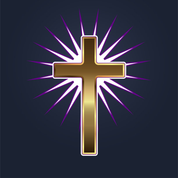 神圣的十字架与金星，溢价神圣的十字架图标，象征保护灵魂和精神矢量插图图片下载
