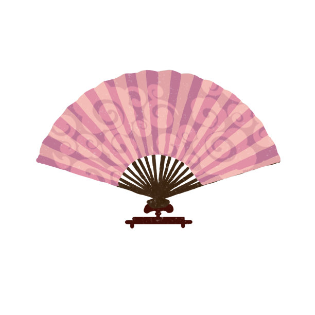 亚洲中国风复古粉纸折扇水彩插图图片下载