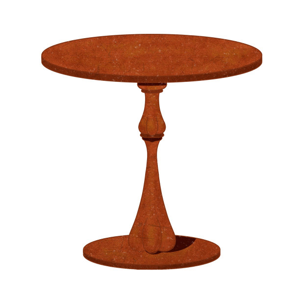 亚洲中国式复古木制小圆桌水彩插图图片下载