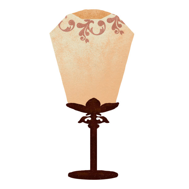 亚洲中式复古古典台灯水彩插画图片下载