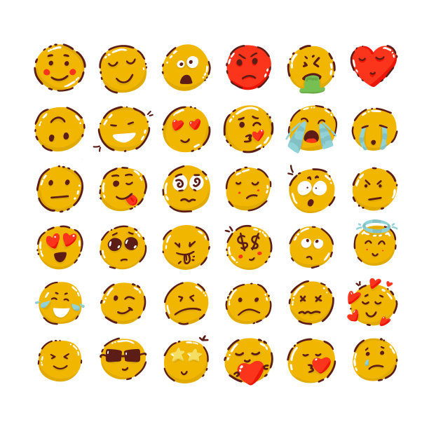 一大堆表情符号。卡通表情包。矢量表情集图片下载
