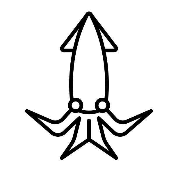 鱿鱼图标。海中的海鲜。海洋食品。向量。图片下载