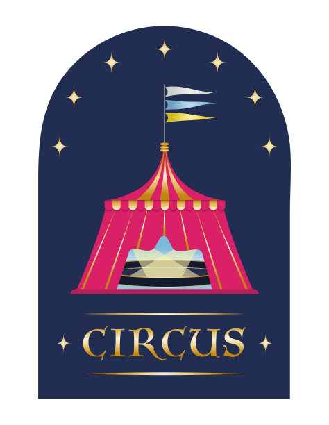 红白条纹马戏团帐篷与旗帜图片下载