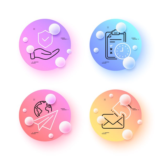 保险手，纸飞机和考试时间最小线图标。对于web应用，打印。向量图片下载