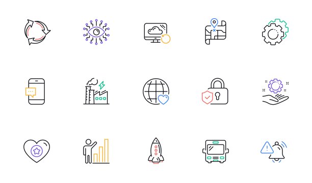 火箭，人工智能和公交线路图标的网站，打印。为设计。向量图片下载