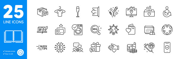 大纲图标设置。预定，视频会议和交付图标。对于网站应用程序。矢量图片下载