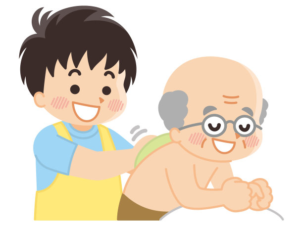 护理人员擦拭老人的身体图片下载