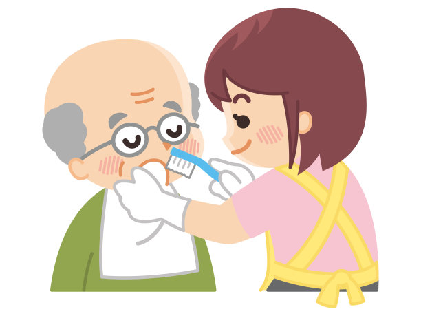 护理人员帮忙刷牙膏。帮手。图片下载