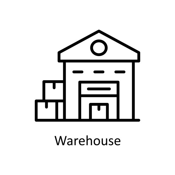 仓库矢量轮廓图标设计说明。白色背景EPS 10文件上的物流符号图片下载