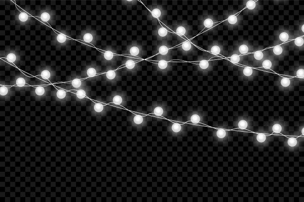 圣诞灯隔离在透明的背景。圣诞发光的花环。图片下载