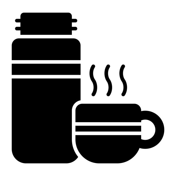 新潮风格的茶杯和保温杯矢量图标图片下载