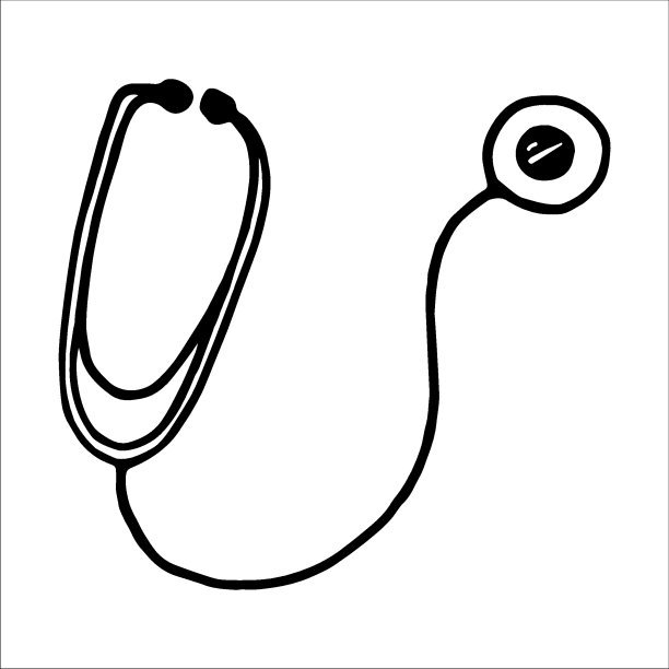 听诊器涂鸦风格矢量插图孤立在白色上图片下载