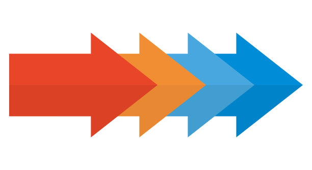 渐变箭头从红色变为蓝色图片下载