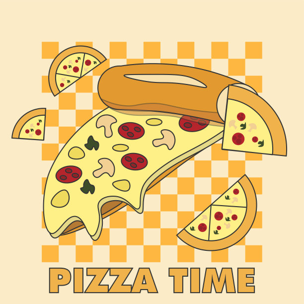 披萨时间设计矢量横幅图片下载