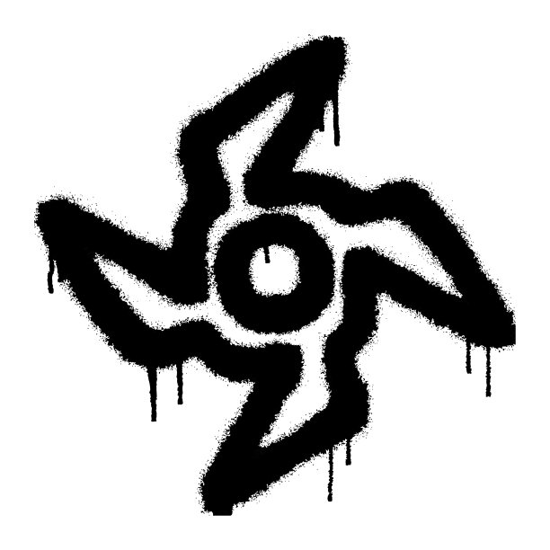 用黑色喷漆的飞剑忍者武器星星涂鸦。矢量图图片下载