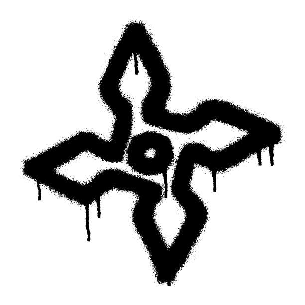 用黑色喷漆的飞剑忍者武器星星涂鸦。矢量图图片下载